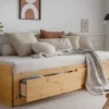 Ausziehbett 80/160x200cm "Jasmin" Kiefer massiv laugenfarbig