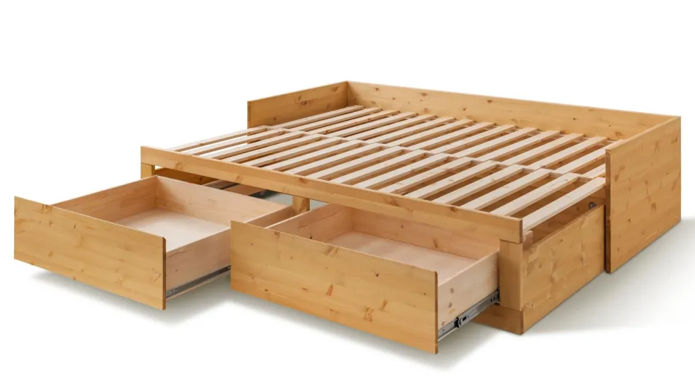 Ausziehbett 80/160x200cm "Jasmin" Kiefer massiv weiß