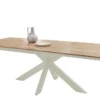 Ausziehtisch verschieden Größen 'Locarno' Wildeiche massiv & Metall creme 180/265x100 cm