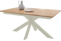 Ausziehtisch verschieden Größen 'Locarno' Wildeiche massiv & Metall creme 180/265x100 cm