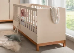 Babybett inkl.Rollrost 70x140cm "Annabell" Kiefer creme & gebeizt