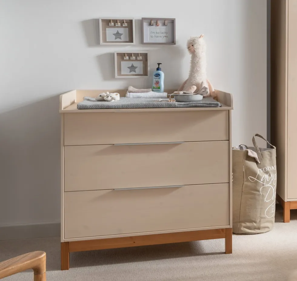 Babyzimmer 4-tlg. "Annabell" Kiefer creme & gebeizt