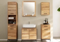 Badhochschrank 40x180cm 'Albany' Akazie massiv lackiert