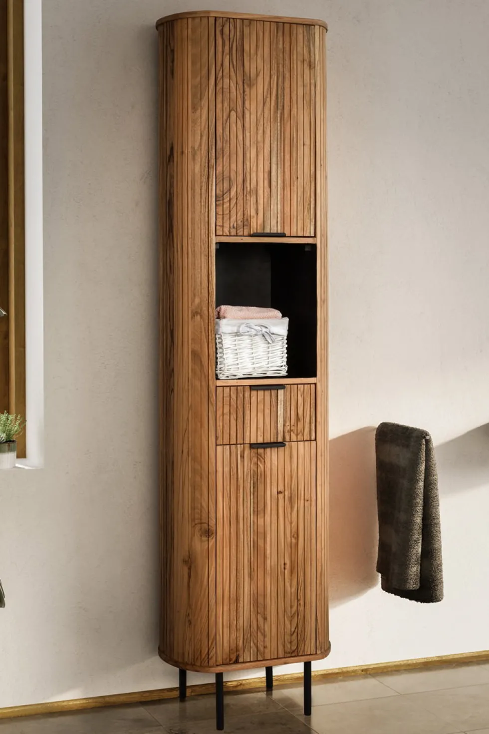 Badhochschrank 44x190cm 'Atlantic' Akazie massiv