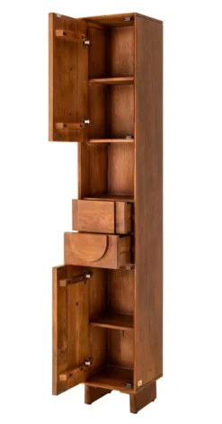 Badhochschrank 32x186cm 'Curves' Mango massiv dunkelbraun