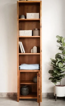 Badhochschrank 45x185cm 'Dakar' Akazie massiv lackiert