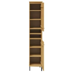 Badhochschrank 35x190cm 'Detroit' Kiefer massiv eichefarbig & schwarz