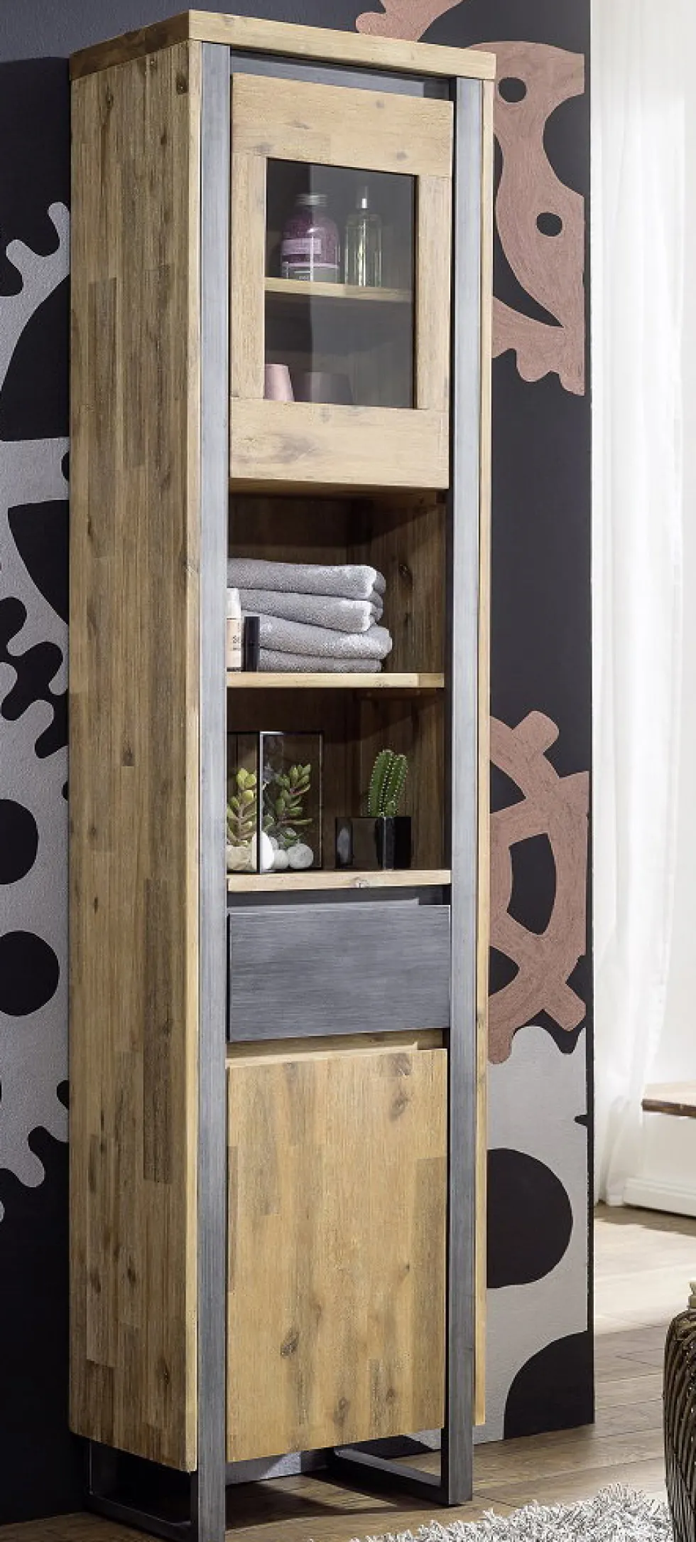 Badhochschrank 45x190cm 'Genua' Akazie gebürstet