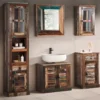 Badhochschrank 45x190cm 'Hawkins' recyceltes Altholz mehrfarbig lackiert