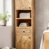 Badhochschrank 40x180cm 'Lyn' Mangoholz mit schwarzen Ornamenten