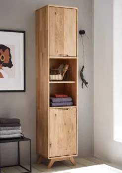 Badhochschrank 40x190cm 'Memphis' Wildeiche massiv geölt