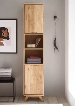 Badhochschrank 40x190cm 'Memphis' Wildeiche massiv geölt