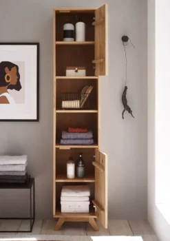 Badhochschrank 40x190cm 'Memphis' Wildeiche massiv geölt