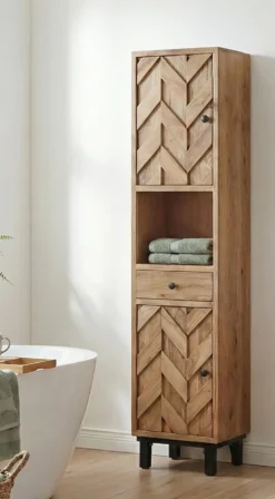 Badhochschrank 45x190cm 'Ontario' Akazie massiv