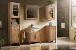 Badhochschrank 44x187cm 'Pure' Akazie massiv