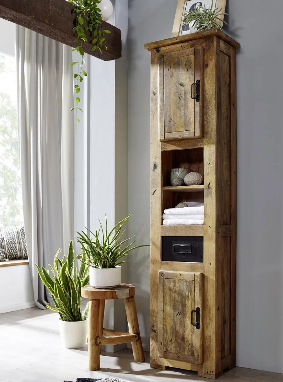 Badhochschrank 45x185cm 'Railroad' Mango & Eisen
