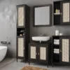 Badhochschrank 35x190cm 'Seattle' Kiefer massiv schwarz