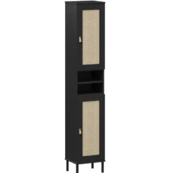 Badhochschrank 35x190cm 'Seattle' Kiefer massiv schwarz