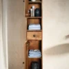 Badhochschrank 30x190cm 'Swing' Mango & Metall schwarz