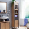 Badhochschrank 45x190cm 'Taipeh' Wildeiche & Metall gebürstet