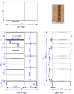 Badmidischrank 67x116cm 'Albany' Akazie massiv lackiert