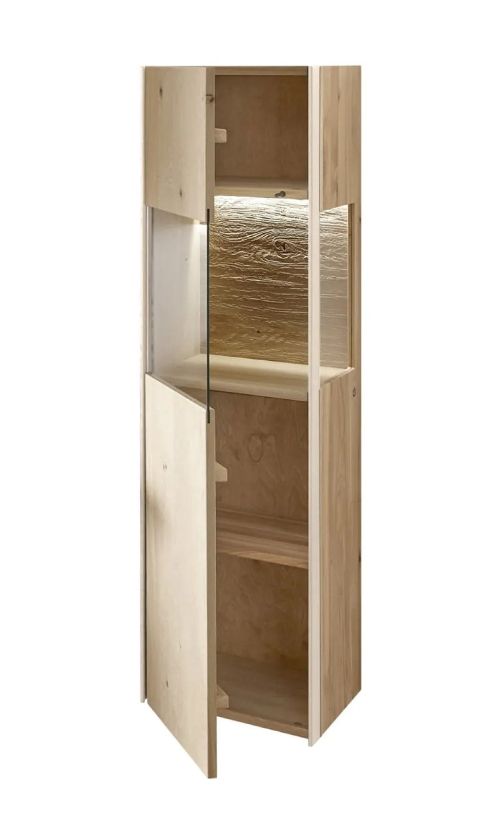 Badmidischrank 39x134cm inkl.Beleuchtung 'Avallon' Wildeiche geölt & creme Rechts