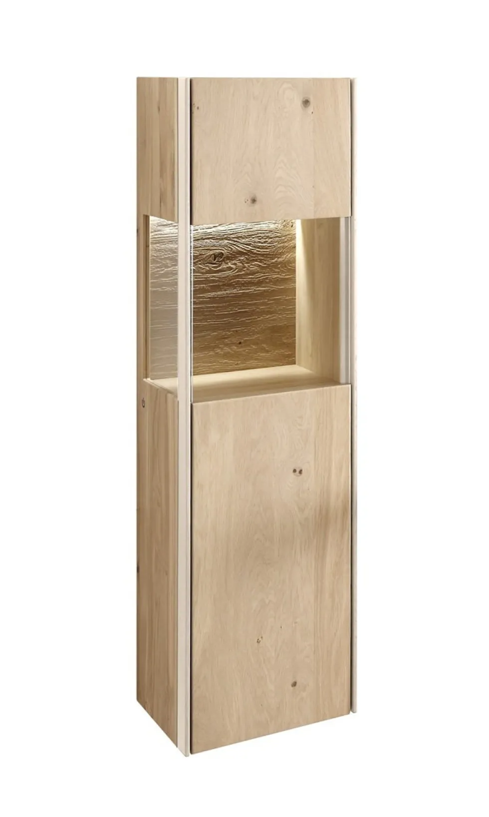 Badmidischrank 39x134cm inkl.Beleuchtung 'Avallon' Wildeiche geölt & creme Links