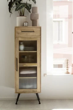 Badmidischrank 42x123cm 'Manchester' Mango honigfarben massiv