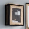 Badoberschrank mit Glas 43x55cm 'Brooklyn' Mango & Metall schwarz
