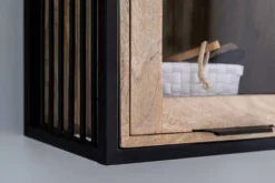 Badoberschrank mit Glas 43x55cm 'Brooklyn' Mango & Metall schwarz