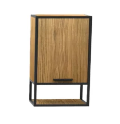Badoberschrank 35x60cm 'Derry' Eiche massiv & Metall schwarz