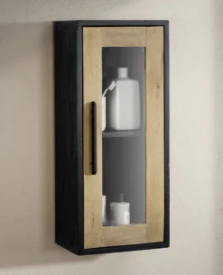 Badoberschrank 30x70cm 'Namibia' Eiche & Mango schwarz