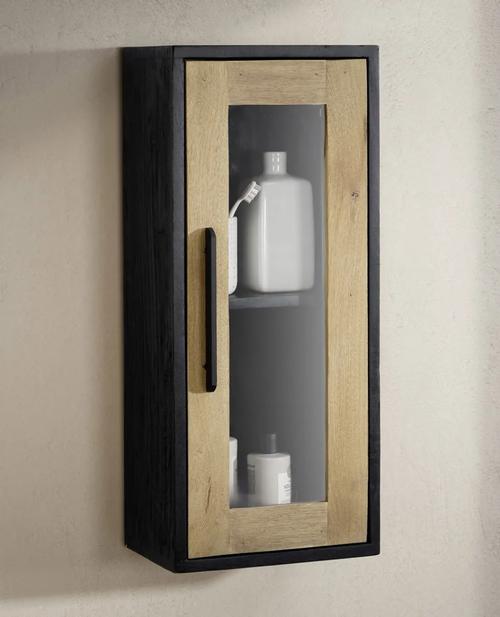 Badoberschrank 30x70cm 'Namibia' Eiche & Mango schwarz