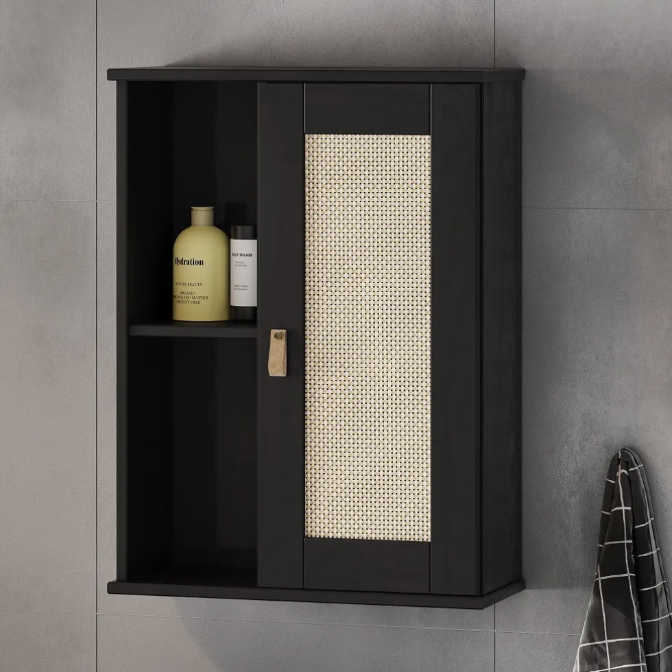 Badoberschrank 52x70cm 'Seattle' Kiefer massiv schwarz