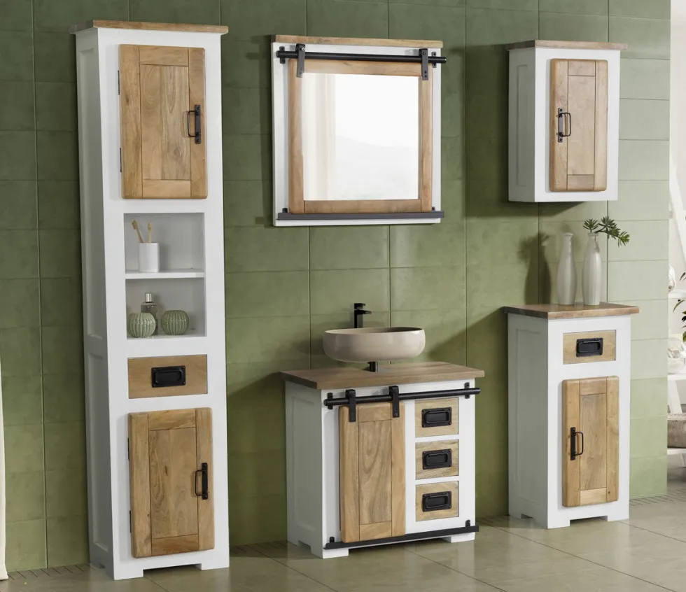 Badoberschrank 42x60cm 'Slyder' Mango weiß & natur