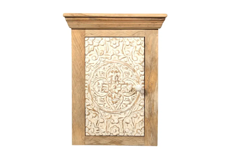 Badoberschrank 45x60cm 'Tibet' Mango natur & weiß antik