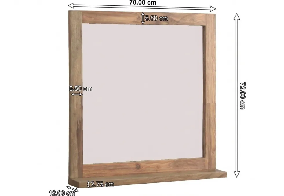 Badspiegel mit Ablage 70x72cm 'Oxford' Sheesham massiv