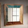 Badspiegel 70x70cm 'Hawkins' recyceltes Altholz mehrfarbig lackiert