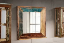 Badspiegel 70x70cm 'Hawkins' recyceltes Altholz mehrfarbig lackiert