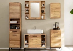 Badunterschrank 40x77cm 'Albany' Akazie massiv lackiert