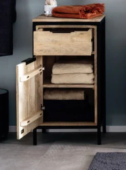 Badunterschrank 43x80cm 'Brooklyn' Mango & Metall schwarz