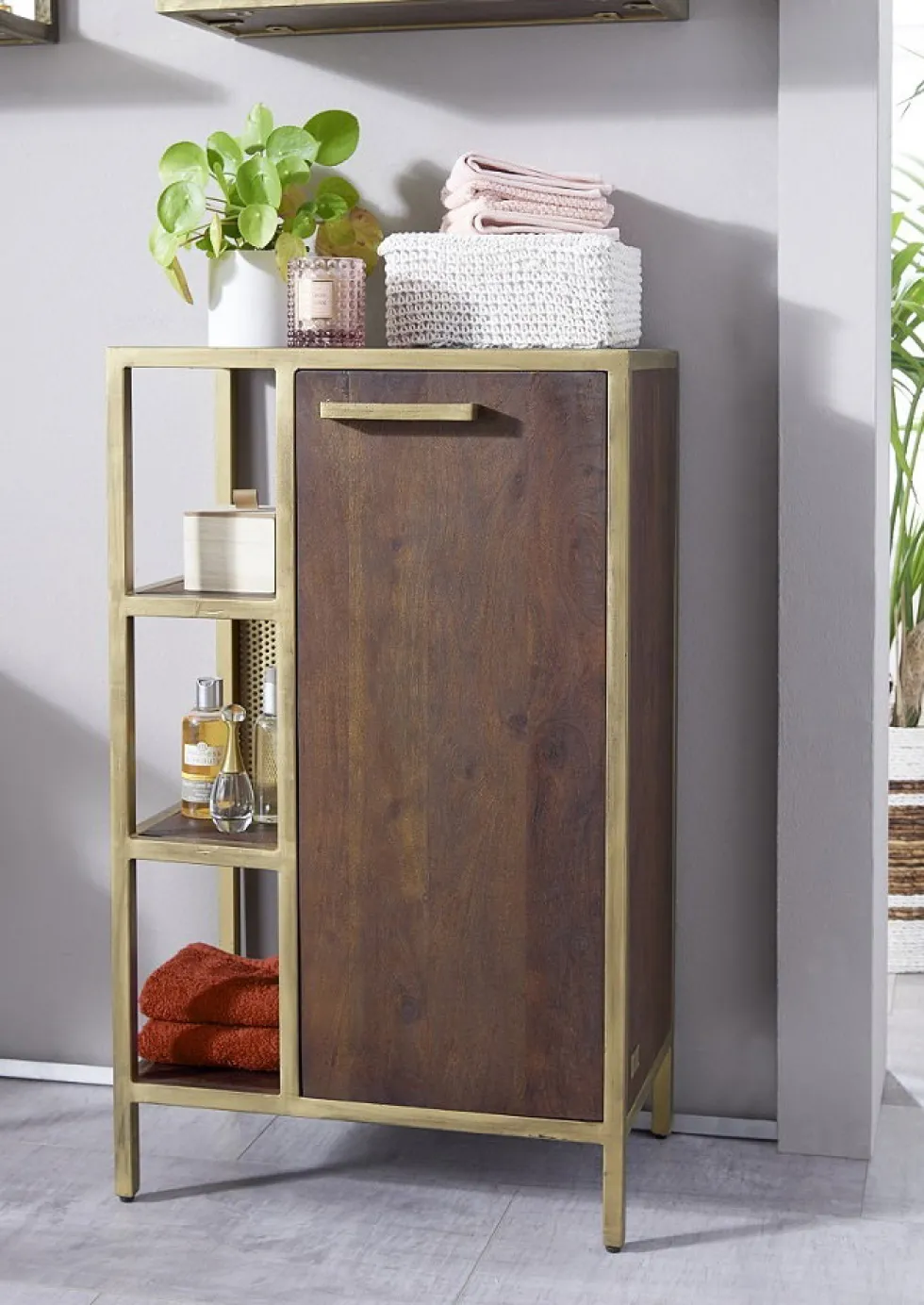 Badunterschrank 52x86cm "Golden Line" braun & gold
