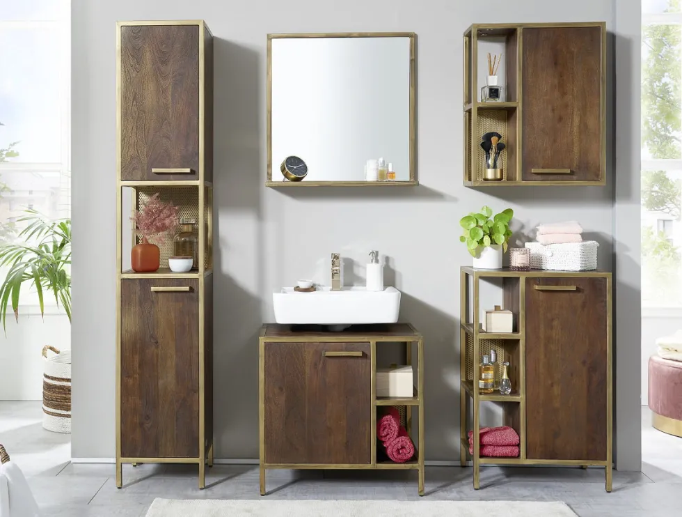 Badunterschrank 52x86cm "Golden Line" braun & gold