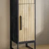 Badunterschrank 30x90cm 'Namibia' Eiche & Mango schwarz