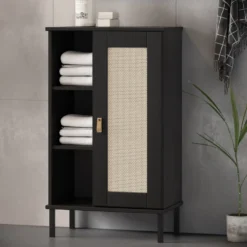 Badunterschrank 52x90cm 'Seattle' Kiefer massiv schwarz