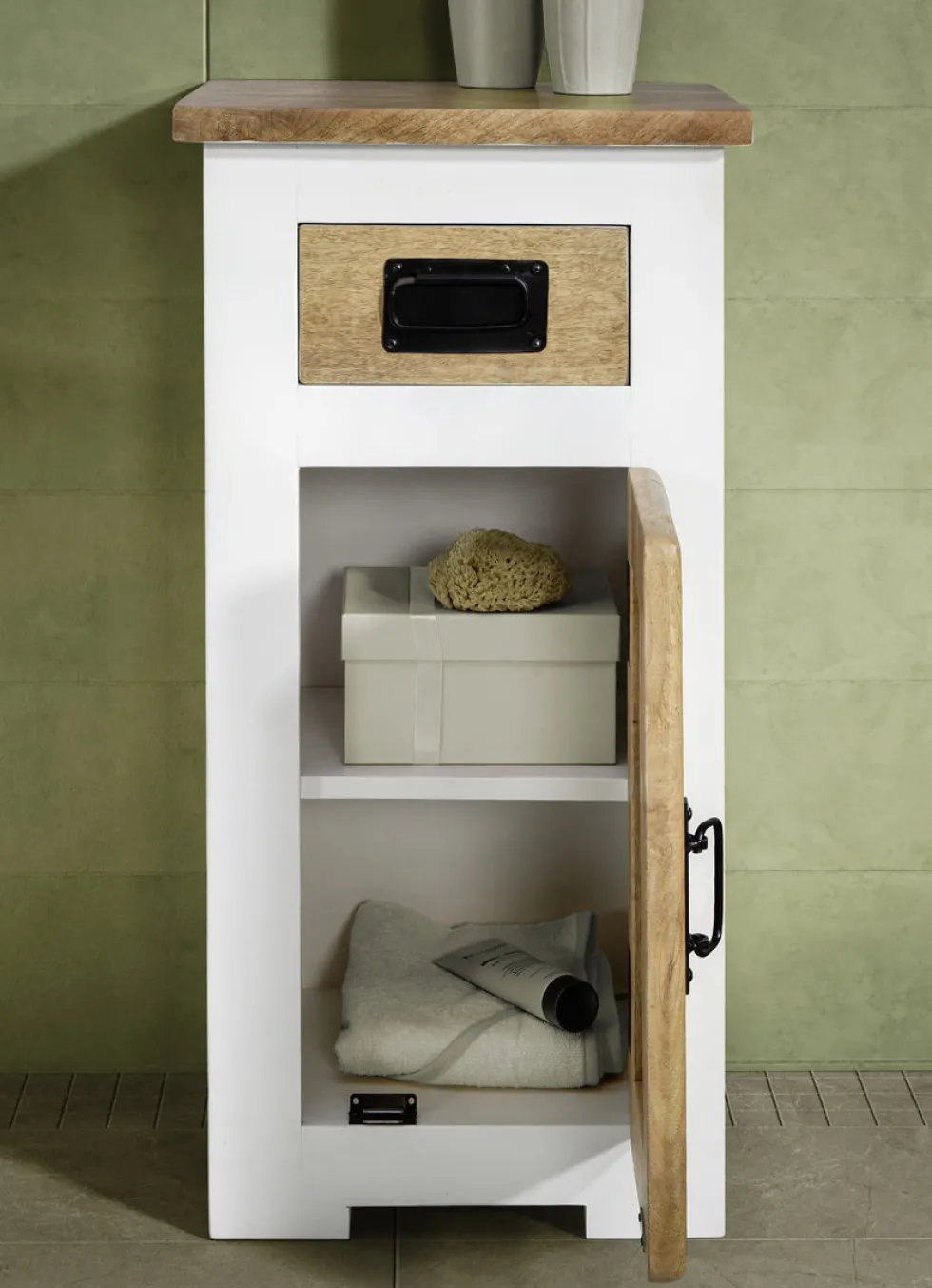 Badunterschrank 42x80cm 'Slyder' Mango weiß & natur