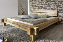 Balkenbett 'Daniel' 160x200cm Wildeiche massiv BE-0405