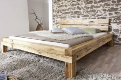 Balkenbett 'Manuel' 200x200cm Wildeiche massiv BE-0405
