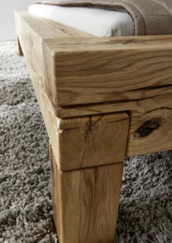 Balkenbett 'Manuel' 200x200cm Wildeiche massiv BE-0405