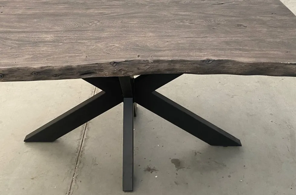 Baumtisch "Pune" 200x100cm Akazie grau & Eisen schwarz